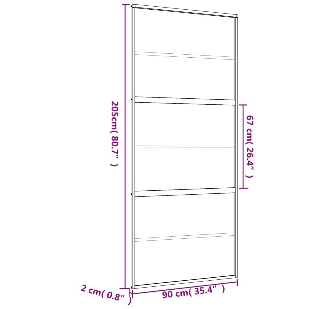 Stumdomos durys auksinės 90x205cm stiklas ir aliuminis 155164 kaina ir informacija | Vidaus durys | pigu.lt