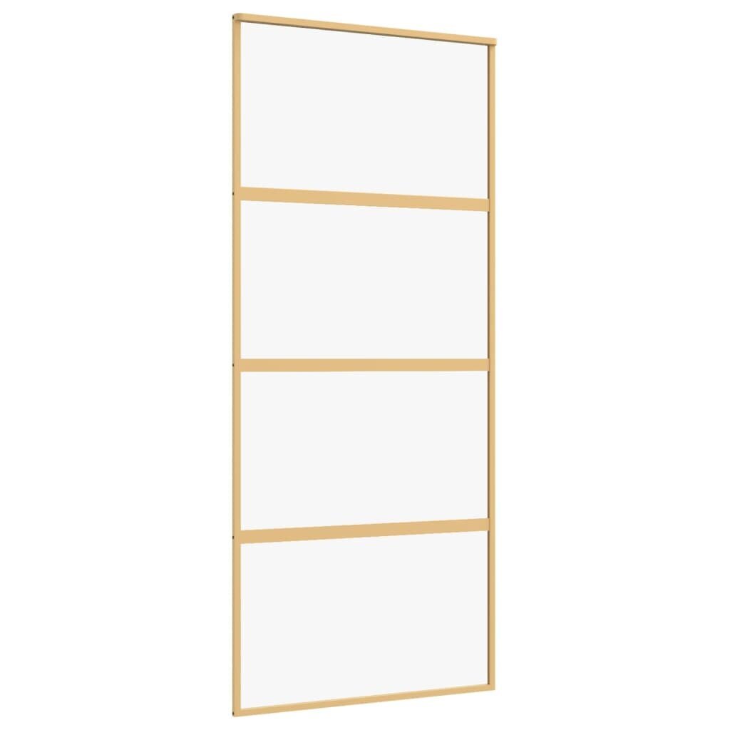 Stumdomos durys auksinės 90x205cm stiklas ir aliuminis 155179 kaina ir informacija | Vidaus durys | pigu.lt