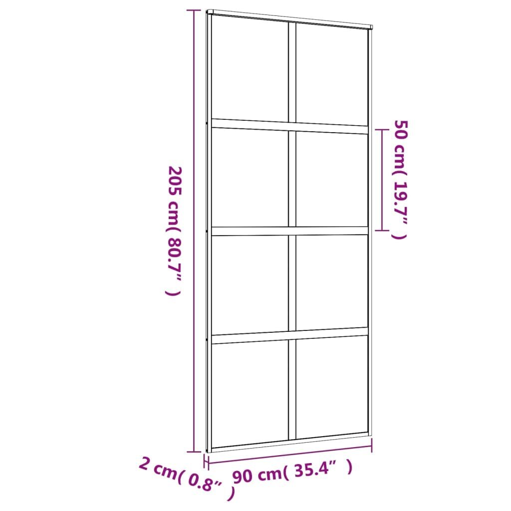 Stumdomos durys auksinės 90x205cm stiklas ir aliuminis 155185 kaina ir informacija | Vidaus durys | pigu.lt