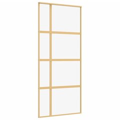 Stumdomos durys auksinės 90x205cm stiklas ir aliuminis 155191 цена и информация | Двери со стеклом LIRA, дуб сицилия, ЭКО шпон | pigu.lt