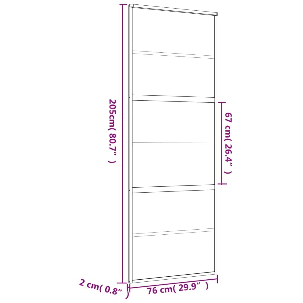 Stumdomos durys auksinės 76x205cm stiklas ir aliuminis 155163 kaina ir informacija | Vidaus durys | pigu.lt