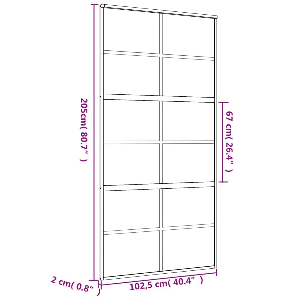 Stumdomos durys auksinės 102,5x205cm stiklas/aliuminis 155168 kaina ir informacija | Vidaus durys | pigu.lt