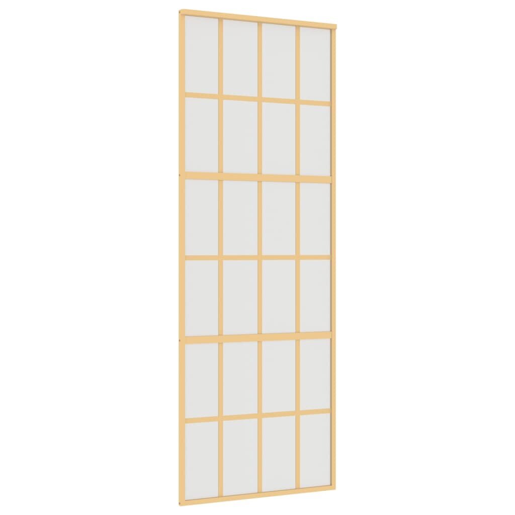 Stumdomos durys auksinės 76x205cm stiklas ir aliuminis 155175 kaina ir informacija | Vidaus durys | pigu.lt