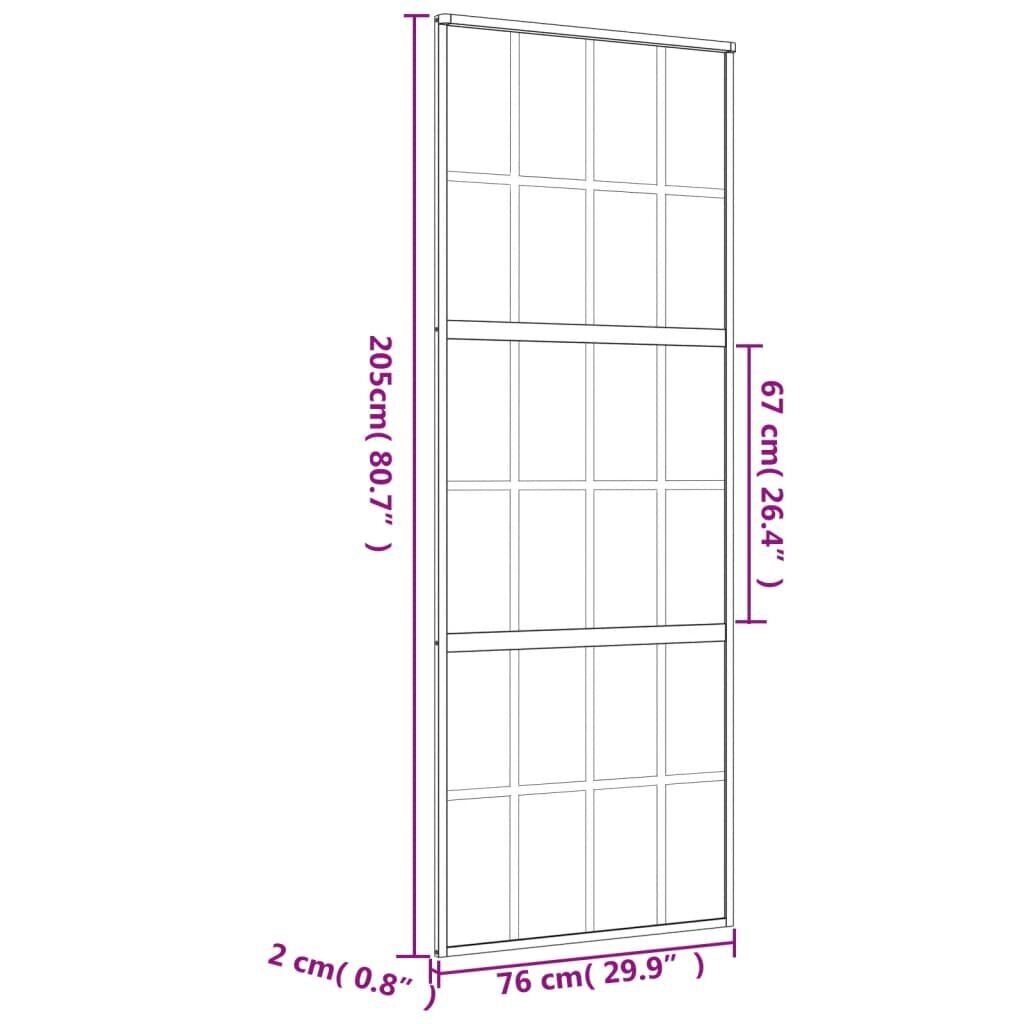 Stumdomos durys auksinės 76x205cm stiklas ir aliuminis 155175 kaina ir informacija | Vidaus durys | pigu.lt