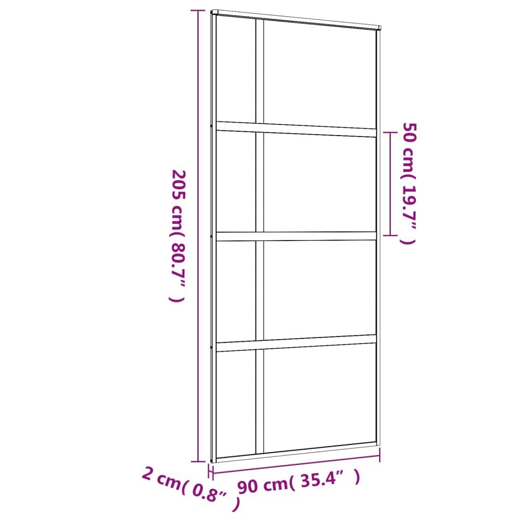 Stumdomos durys auksinės 90x205cm stiklas ir aliuminis 155194 цена и информация | Vidaus durys | pigu.lt