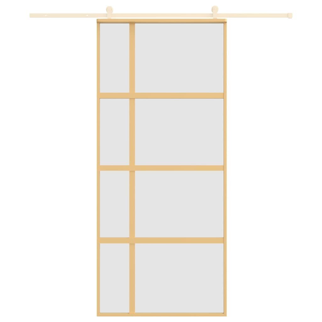 Stumdomos durys auksinės 90x205cm stiklas ir aliuminis 155194 цена и информация | Vidaus durys | pigu.lt