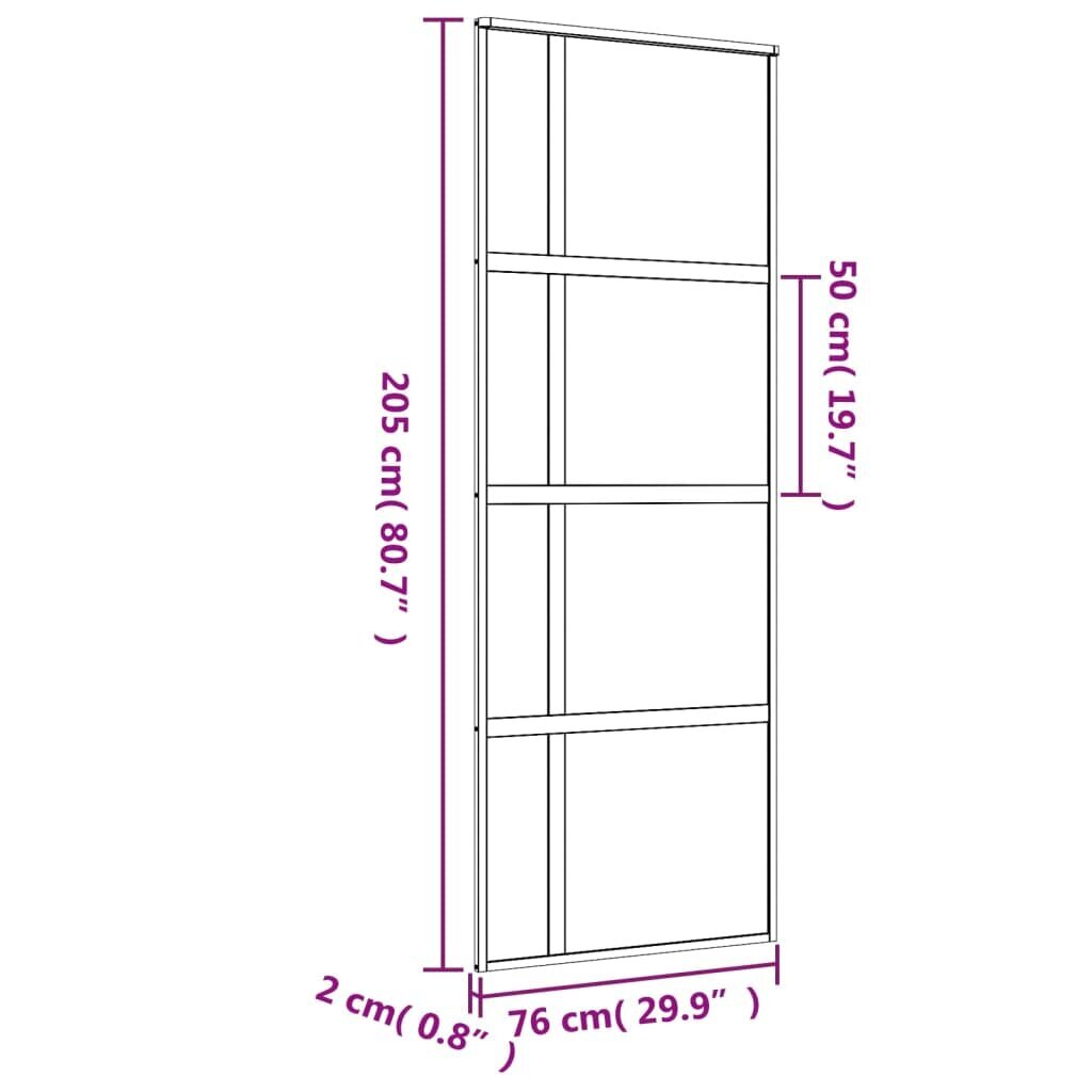 Stumdomos durys auksinės 76x205cm stiklas ir aliuminis 155190 kaina ir informacija | Vidaus durys | pigu.lt