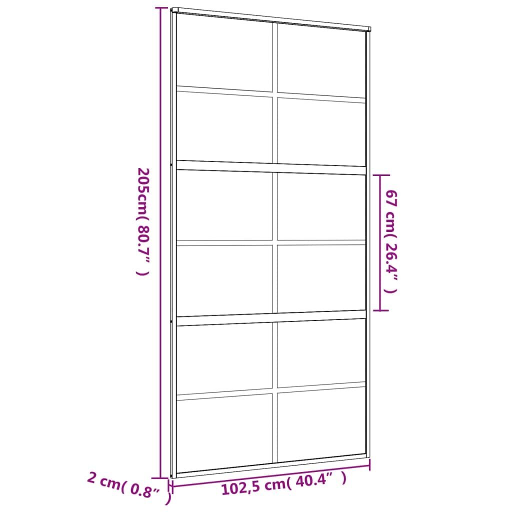 Stumdomos durys auksinės 102,5x205cm stiklas/aliuminis 155171 kaina ir informacija | Vidaus durys | pigu.lt