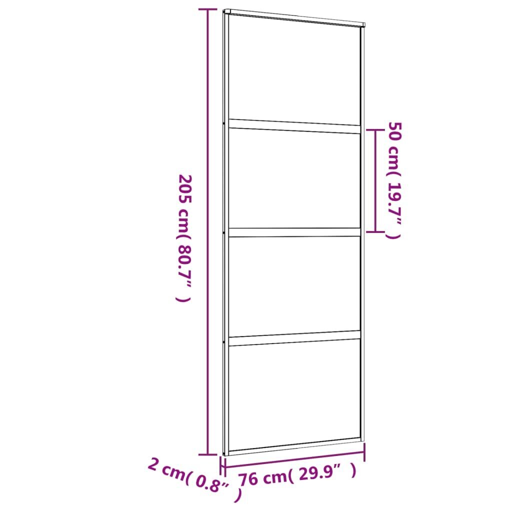 Stumdomos durys auksinės 76x205cm stiklas ir aliuminis 155178 kaina ir informacija | Vidaus durys | pigu.lt