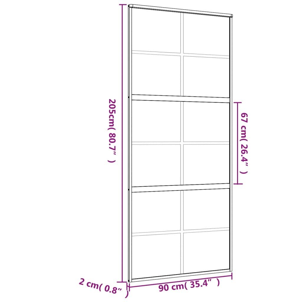 Stumdomos durys auksinės 90x205cm stiklas ir aliuminis 155167 kaina ir informacija | Vidaus durys | pigu.lt