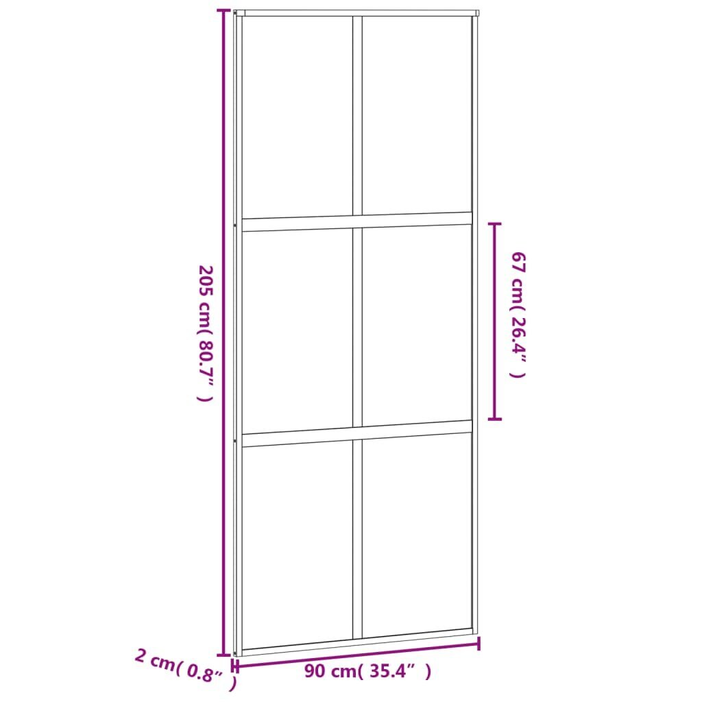 Stumdomos durys juodos 90x205cm grūdintas stiklas/aliuminis 155214 kaina ir informacija | Vidaus durys | pigu.lt