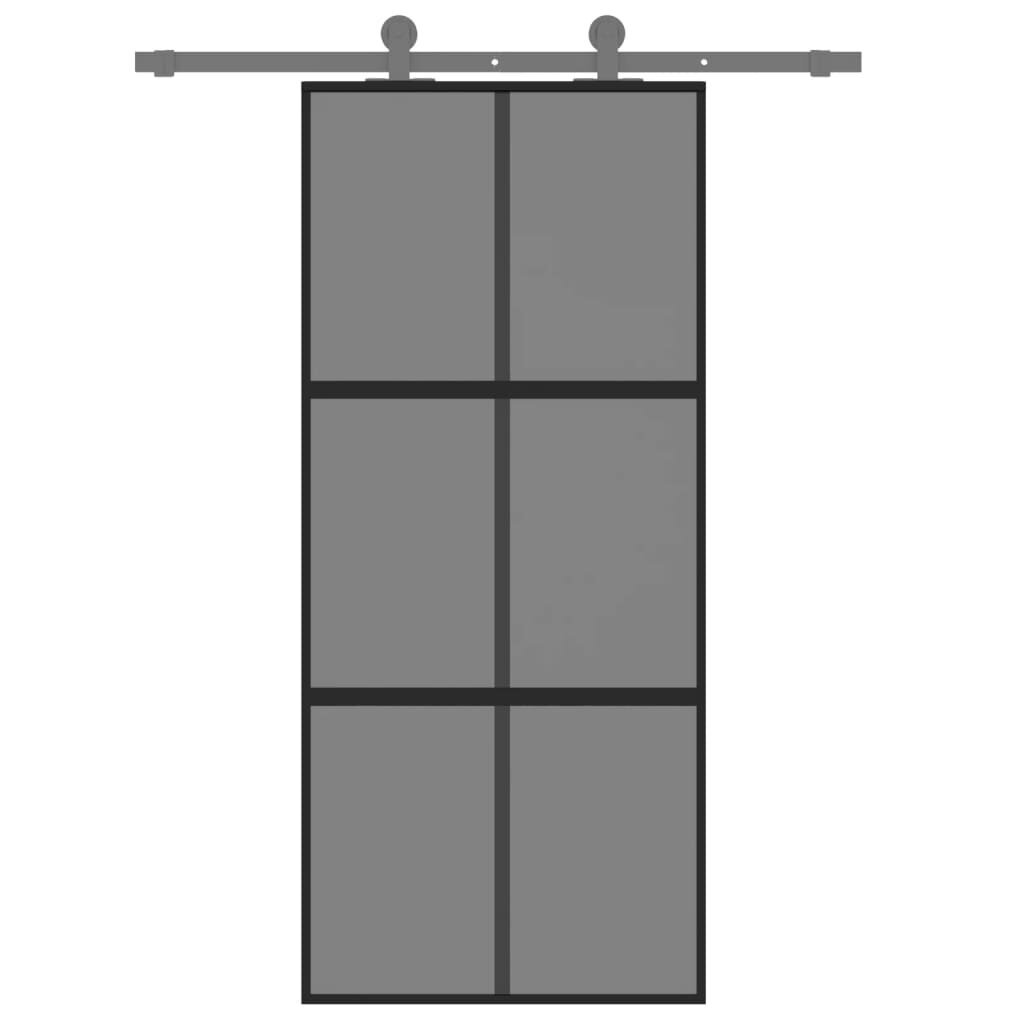 Stumdomos durys juodos 90x205cm grūdintas stiklas/aliuminis 155214 kaina ir informacija | Vidaus durys | pigu.lt