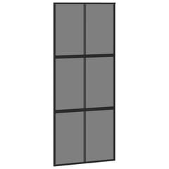 Stumdomos durys juodos 90x205cm grūdintas stiklas/aliuminis 155214 цена и информация | Межкомнатные двери | pigu.lt