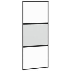 Stumdomos durys juodos 90x205cm grūdintas stiklas/aliuminis 155202 цена и информация | Двери со стеклом LIRA, дуб сицилия, ЭКО шпон | pigu.lt