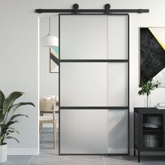 Stumdomos durys juodos 102,5x205cm stiklas ir aliuminis 155200 цена и информация | Двери со стеклом LIRA, дуб сицилия, ЭКО шпон | pigu.lt
