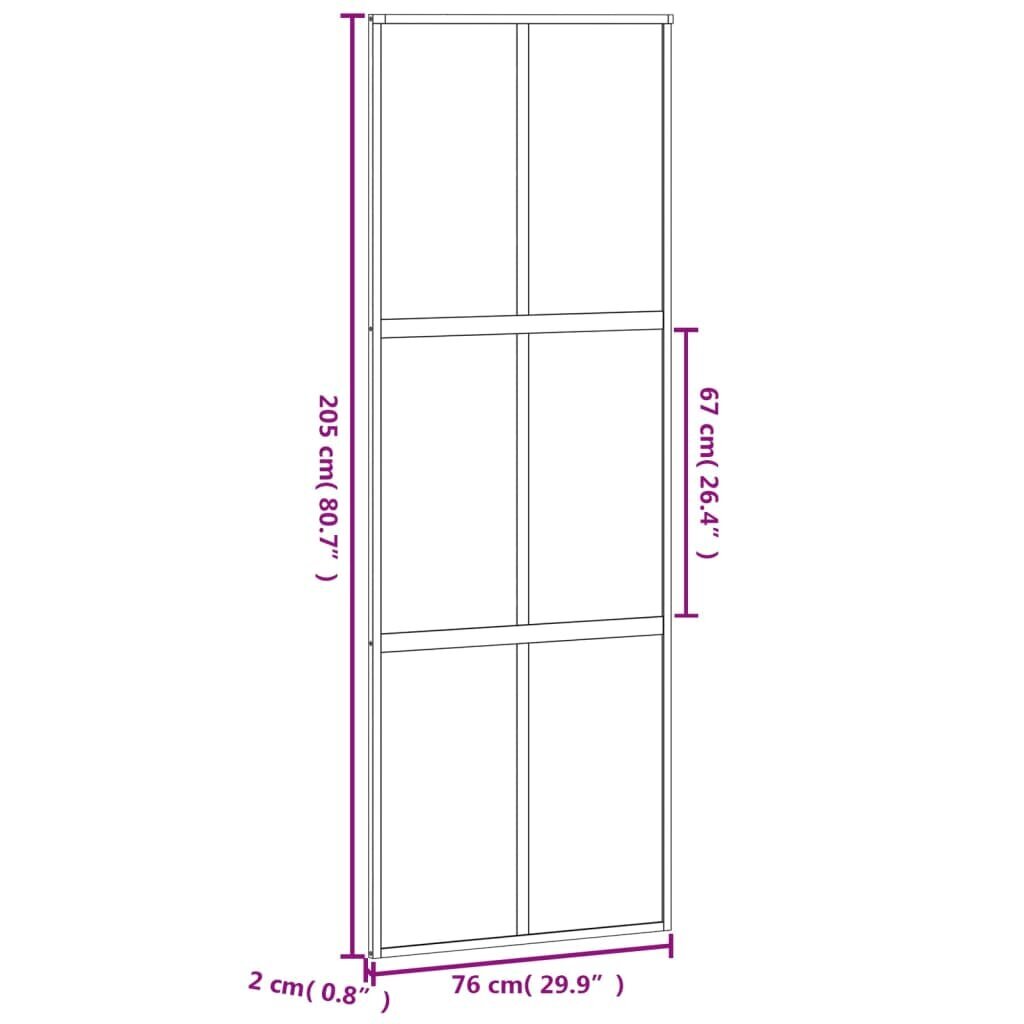 Stumdomos durys baltos 76x205cm grūdintas stiklas/aliuminis 155216 kaina ir informacija | Vidaus durys | pigu.lt