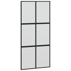 Stumdomos durys juodos 102,5x205cm stiklas ir aliuminis 155209 цена и информация | Двери со стеклом LIRA, дуб сицилия, ЭКО шпон | pigu.lt