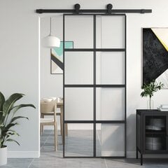 Stumdomos durys juodos 90x205cm grūdintas stiklas/aliuminis 155223 цена и информация | Межкомнатные двери | pigu.lt