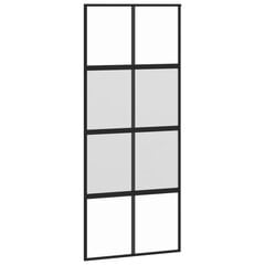 Stumdomos durys juodos 90x205cm grūdintas stiklas/aliuminis 155223 цена и информация | Межкомнатные двери | pigu.lt