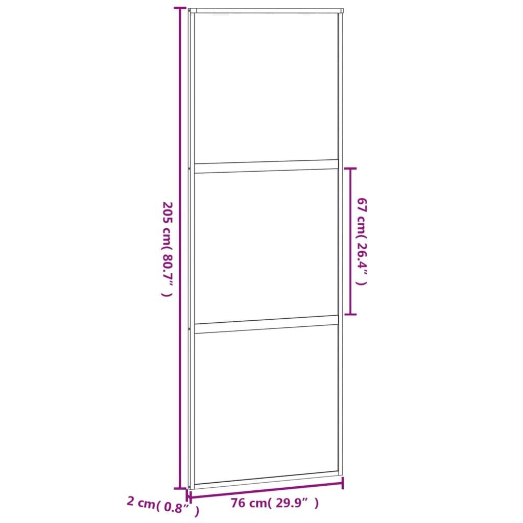 Stumdomos durys juodos 76x205cm grūdintas stiklas/aliuminis 155201 kaina ir informacija | Vidaus durys | pigu.lt