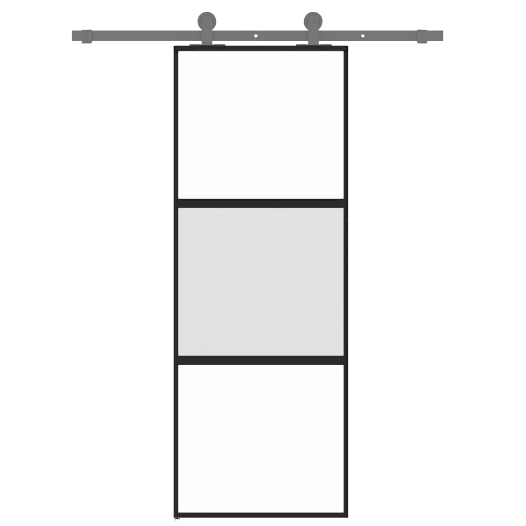 Stumdomos durys juodos 76x205cm grūdintas stiklas/aliuminis 155201 kaina ir informacija | Vidaus durys | pigu.lt