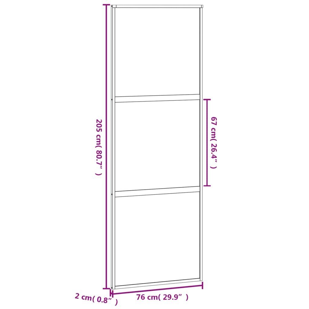 Stumdomos durys juodos 76x205cm grūdintas stiklas/aliuminis 155198 kaina ir informacija | Vidaus durys | pigu.lt
