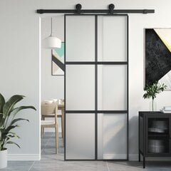 Stumdomos durys juodos 90x205cm grūdintas stiklas/aliuminis 155208 kaina ir informacija | Vidaus durys | pigu.lt