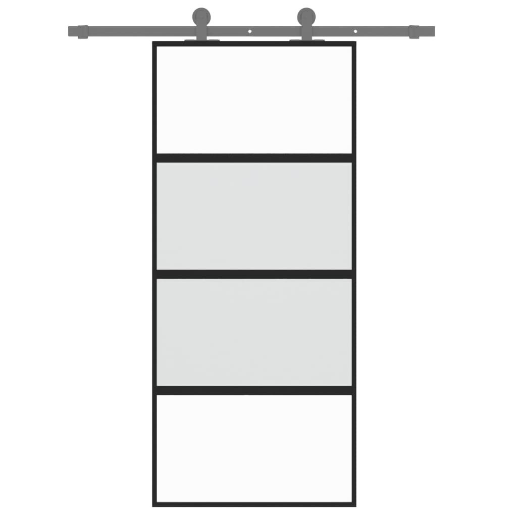 Stumdomos durys juodos 90x205cm grūdintas stiklas/aliuminis 155220 цена и информация | Vidaus durys | pigu.lt