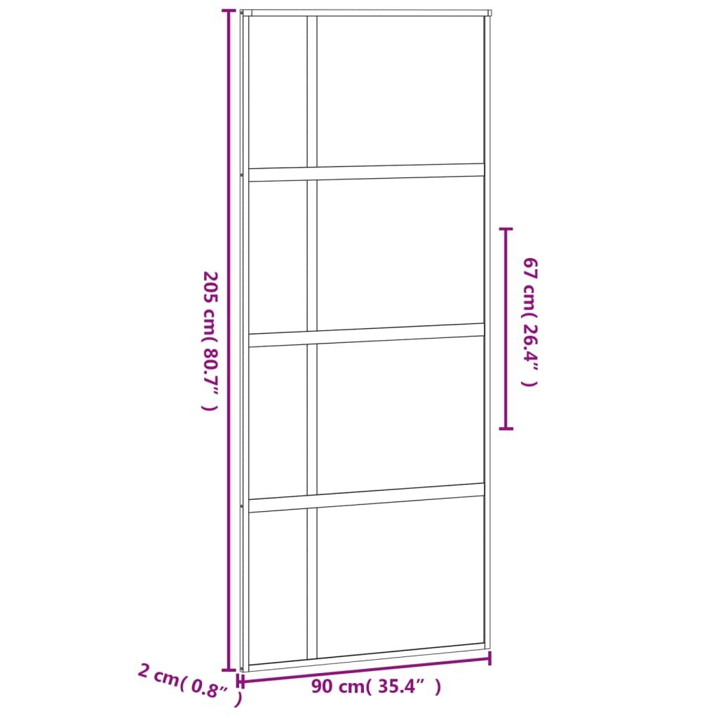 Stumdomos durys juodos 90x205cm grūdintas stiklas/aliuminis 155229 цена и информация | Vidaus durys | pigu.lt