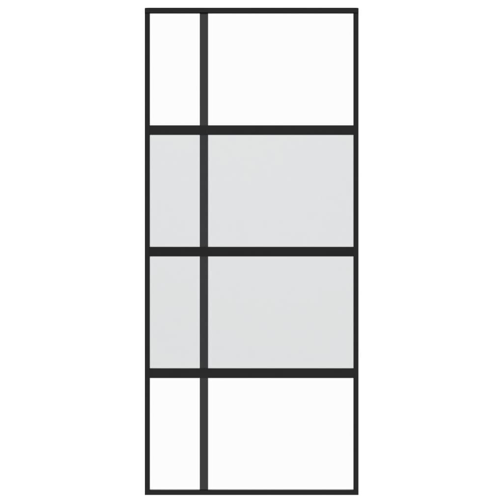 Stumdomos durys juodos 90x205cm grūdintas stiklas/aliuminis 155229 kaina ir informacija | Vidaus durys | pigu.lt