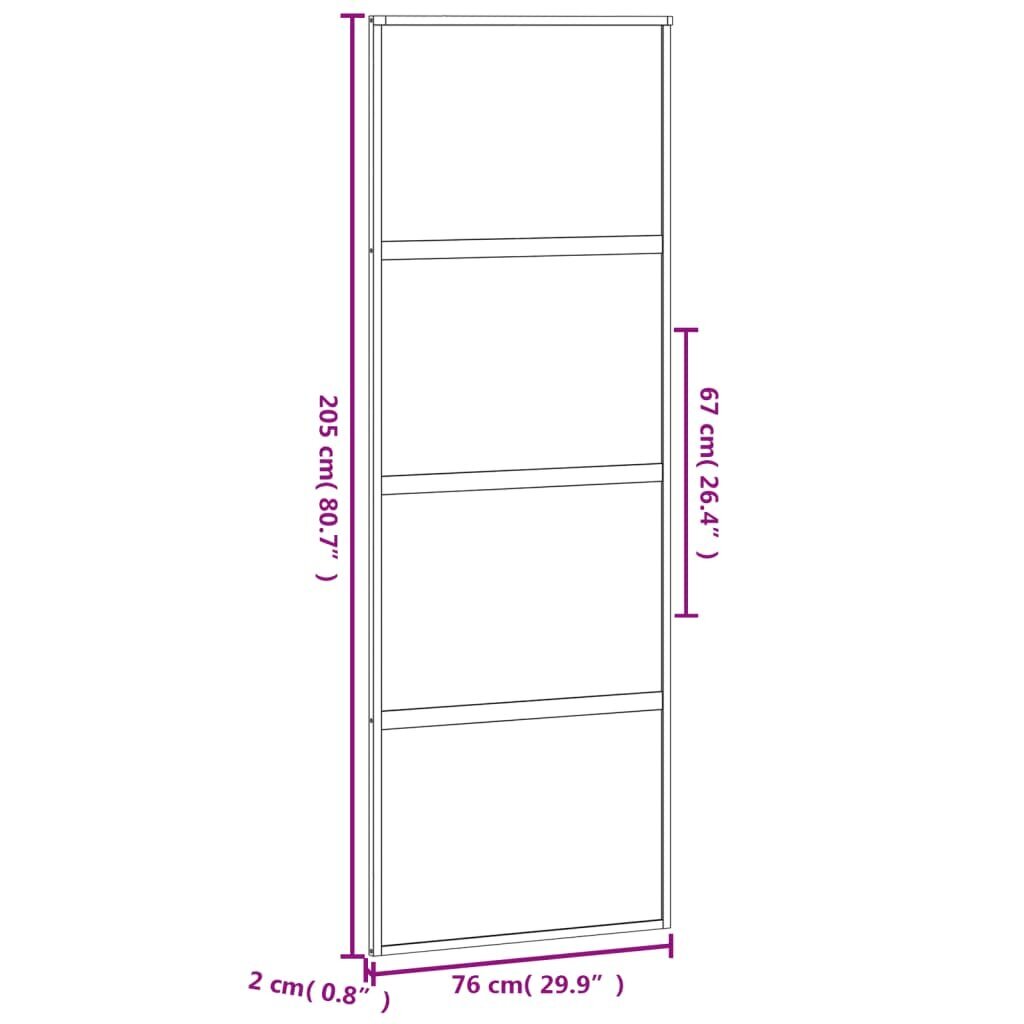 Stumdomos durys juodos 76x205cm grūdintas stiklas/aliuminis 155219 kaina ir informacija | Vidaus durys | pigu.lt