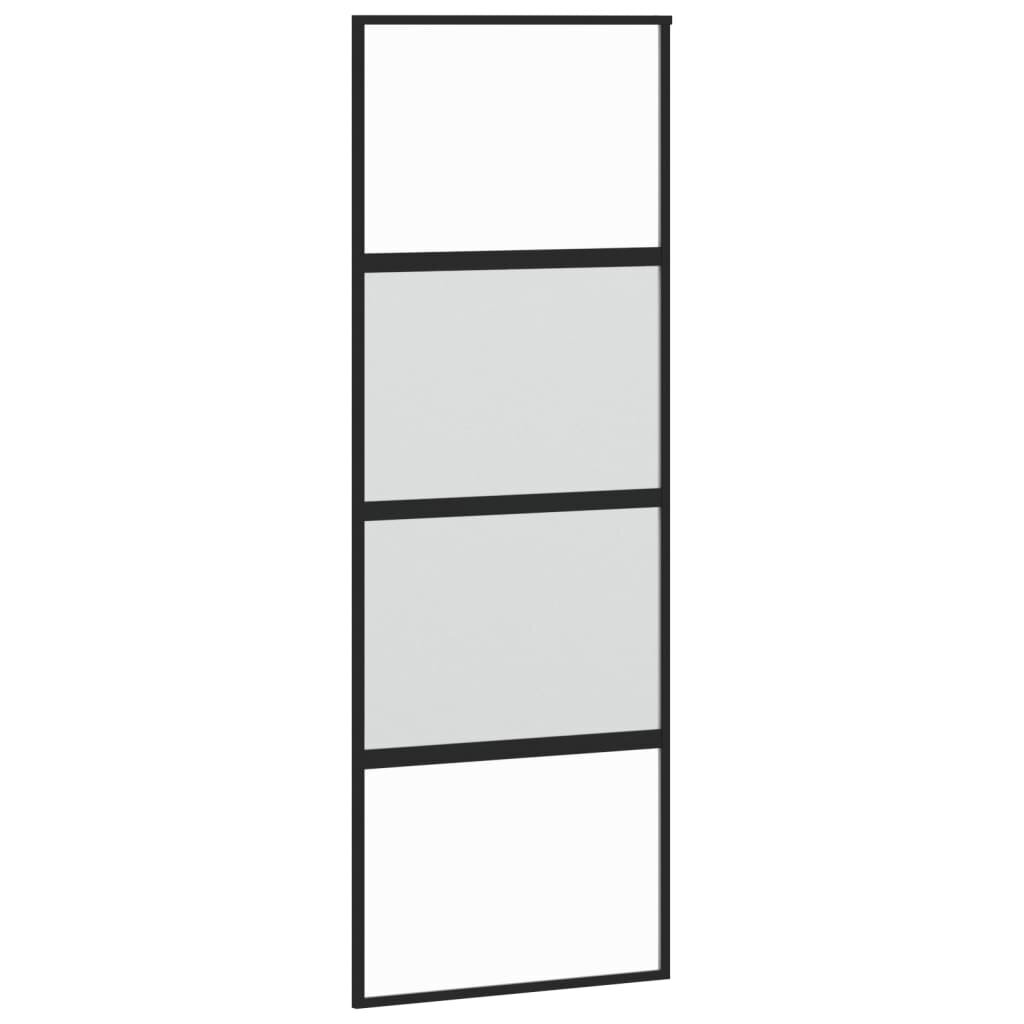 Stumdomos durys juodos 76x205cm grūdintas stiklas/aliuminis 155219 kaina ir informacija | Vidaus durys | pigu.lt