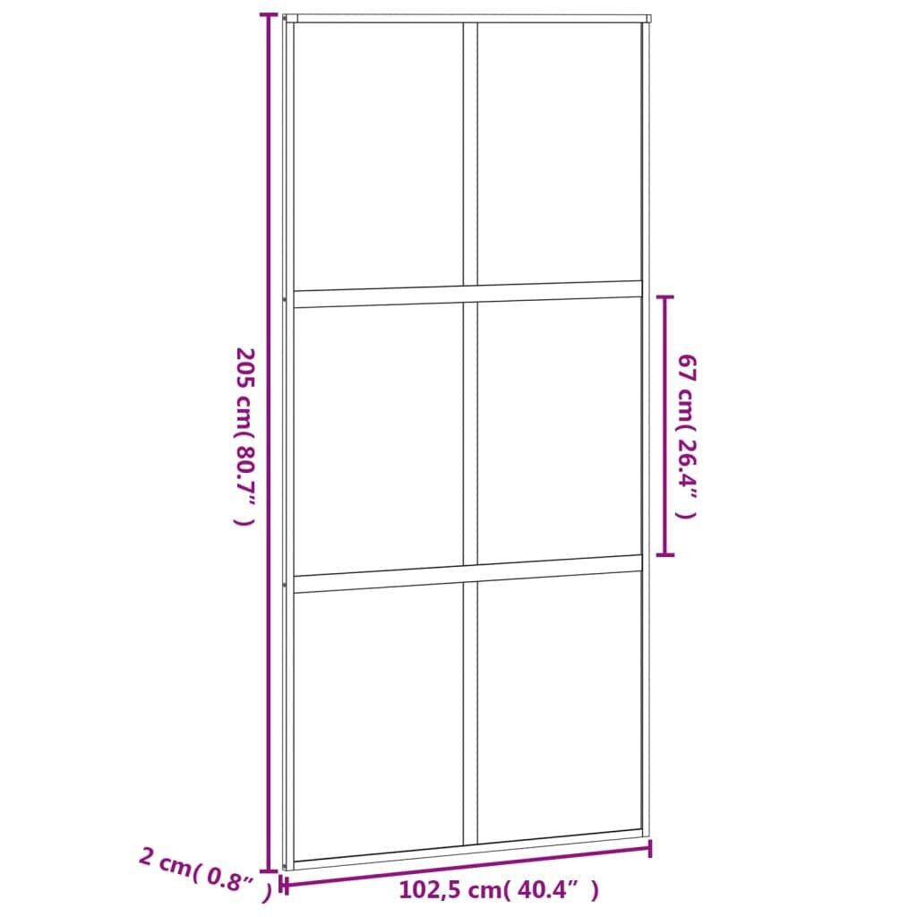 Stumdomos durys juodos 102,5x205cm stiklas ir aliuminis 155212 kaina ir informacija | Vidaus durys | pigu.lt