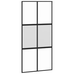 Stumdomos durys juodos 102,5x205cm stiklas ir aliuminis 155212 цена и информация | Межкомнатные двери | pigu.lt