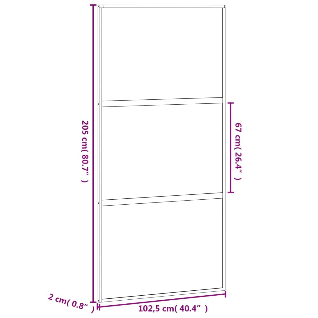 Stumdomos durys baltos 102,5x205cm stiklas ir aliuminis 155206 цена и информация | Vidaus durys | pigu.lt