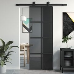 Stumdomos durys juodos 76x205cm grūdintas stiklas/aliuminis 155225 kaina ir informacija | Vidaus durys | pigu.lt