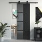 Stumdomos durys juodos 76x205cm grūdintas stiklas/aliuminis 155225 цена и информация | Vidaus durys | pigu.lt