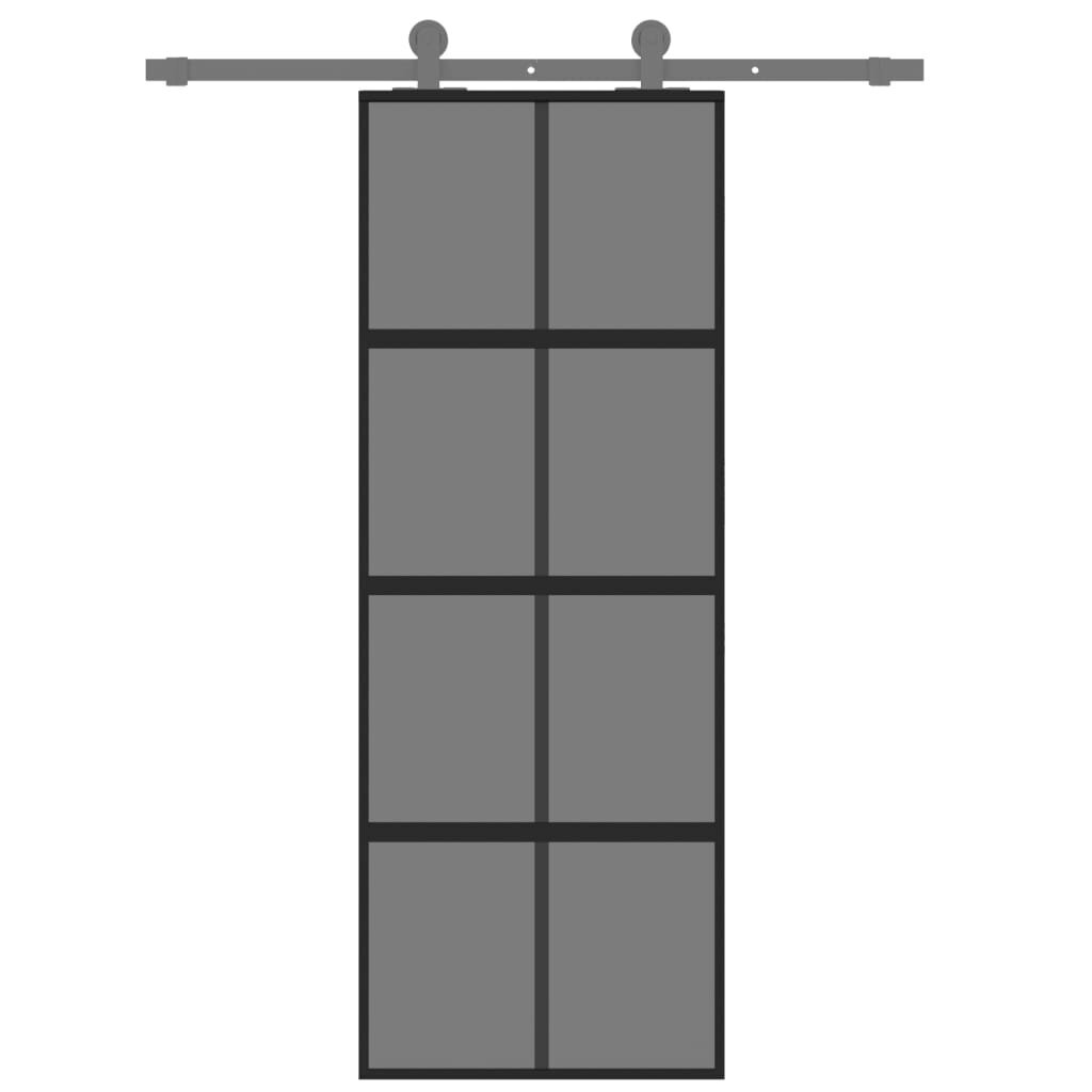 Stumdomos durys juodos 76x205cm grūdintas stiklas/aliuminis 155225 цена и информация | Vidaus durys | pigu.lt