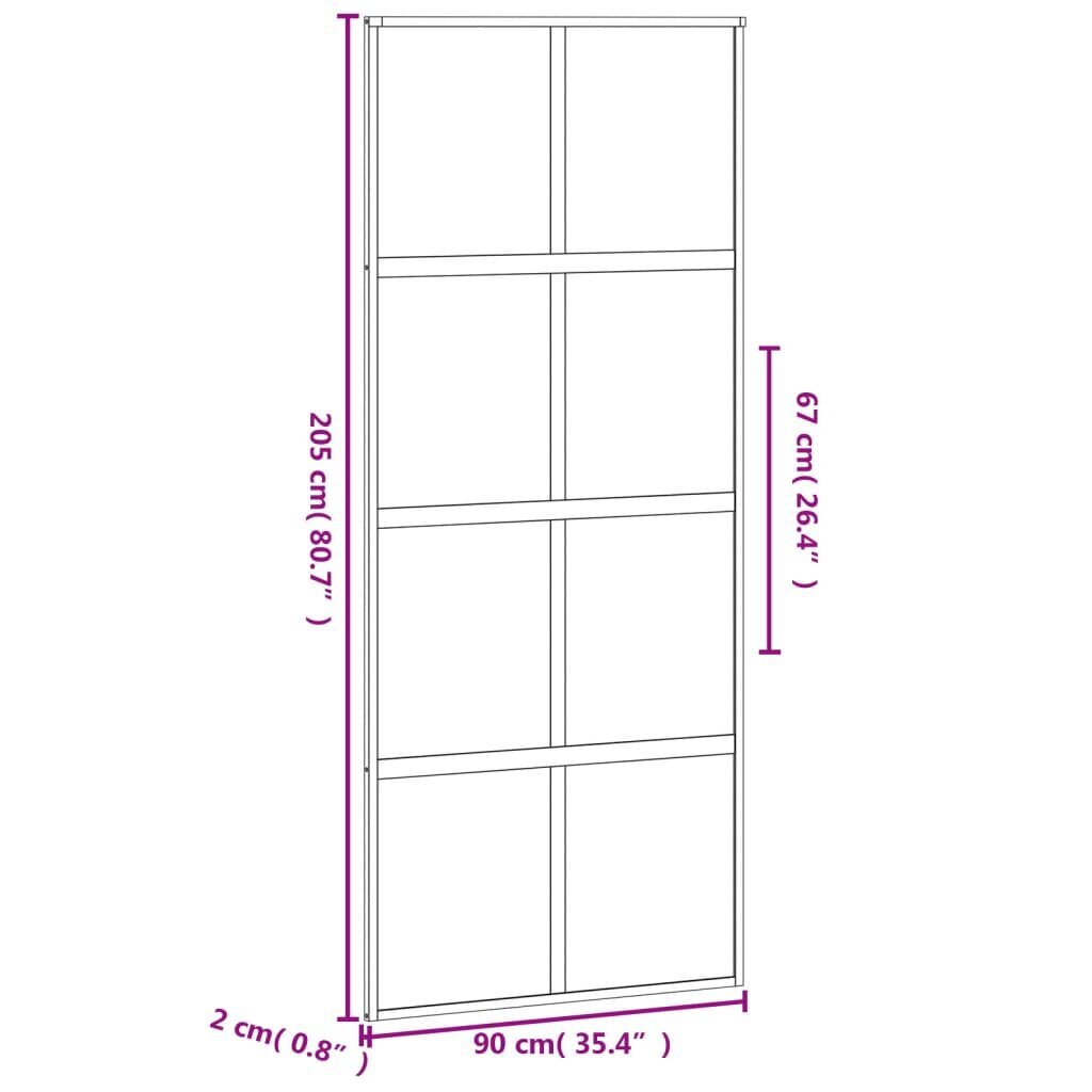 Stumdomos durys juodos 76x205cm grūdintas stiklas/aliuminis 155225 цена и информация | Vidaus durys | pigu.lt