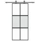Stumdomos durys juodos 90x205cm grūdintas stiklas/aliuminis 155211 цена и информация | Vidaus durys | pigu.lt