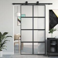 Stumdomos durys juodos 102,5x205cm stiklas ir aliuminis 155224 цена и информация | Межкомнатные двери | pigu.lt
