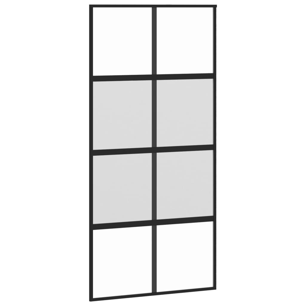 Stumdomos durys juodos 102,5x205cm stiklas ir aliuminis 155224 kaina ir informacija | Vidaus durys | pigu.lt