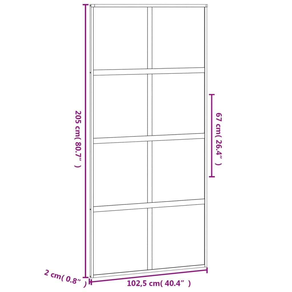 Stumdomos durys juodos 102,5x205cm stiklas ir aliuminis 155224 kaina ir informacija | Vidaus durys | pigu.lt