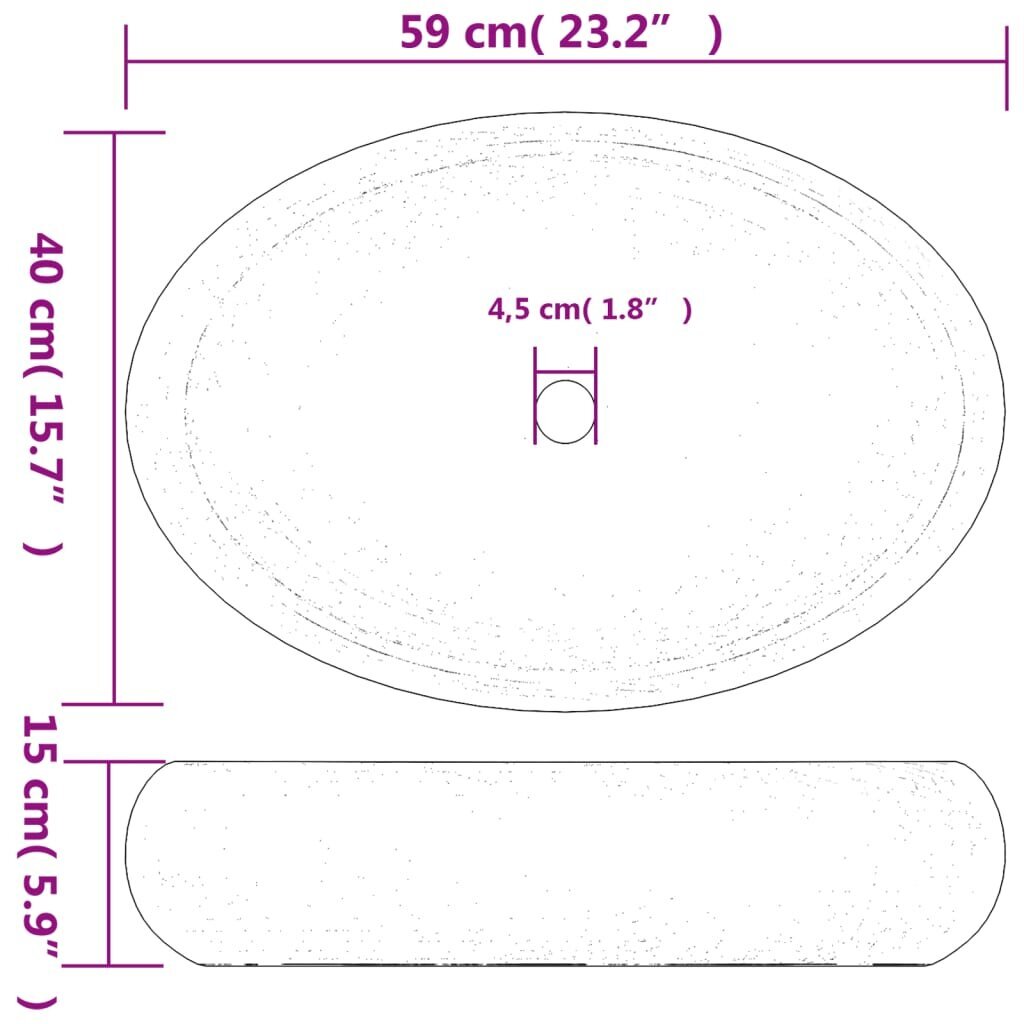 Praustuvas ant stalviršio 59x40x15cm kaina ir informacija | Praustuvai | pigu.lt