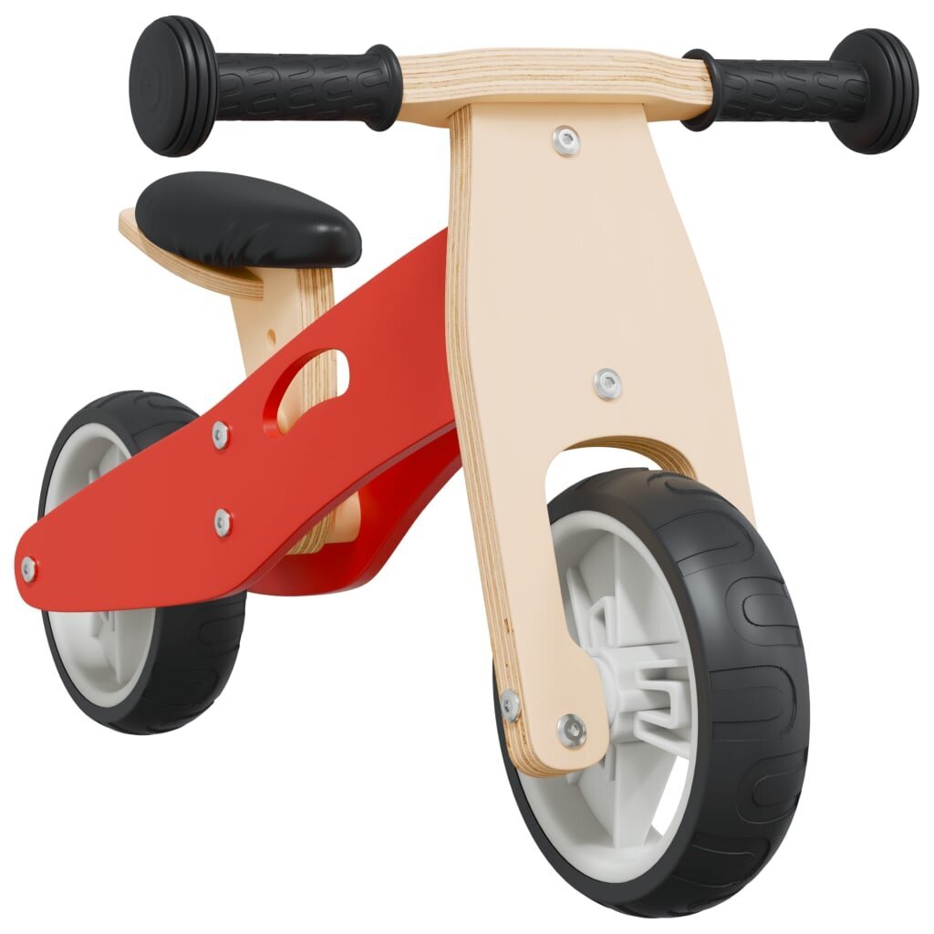 Triratis/dviratis medinis balansinis dviratis 2in1 vidaXL, raudonas цена и информация | Balansiniai dviratukai | pigu.lt