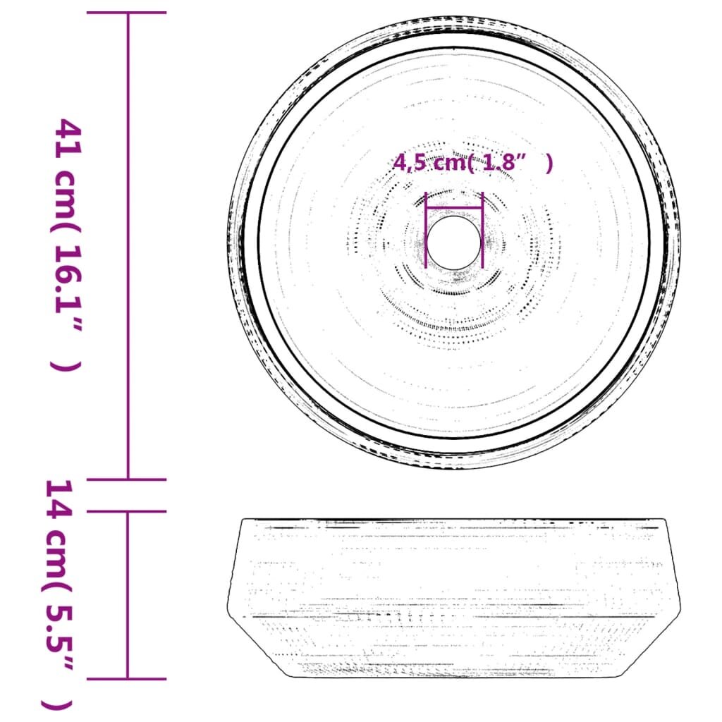 Praustuvas ant stalviršio pilkas 41x14cm keramika apskritas цена и информация | Praustuvai | pigu.lt