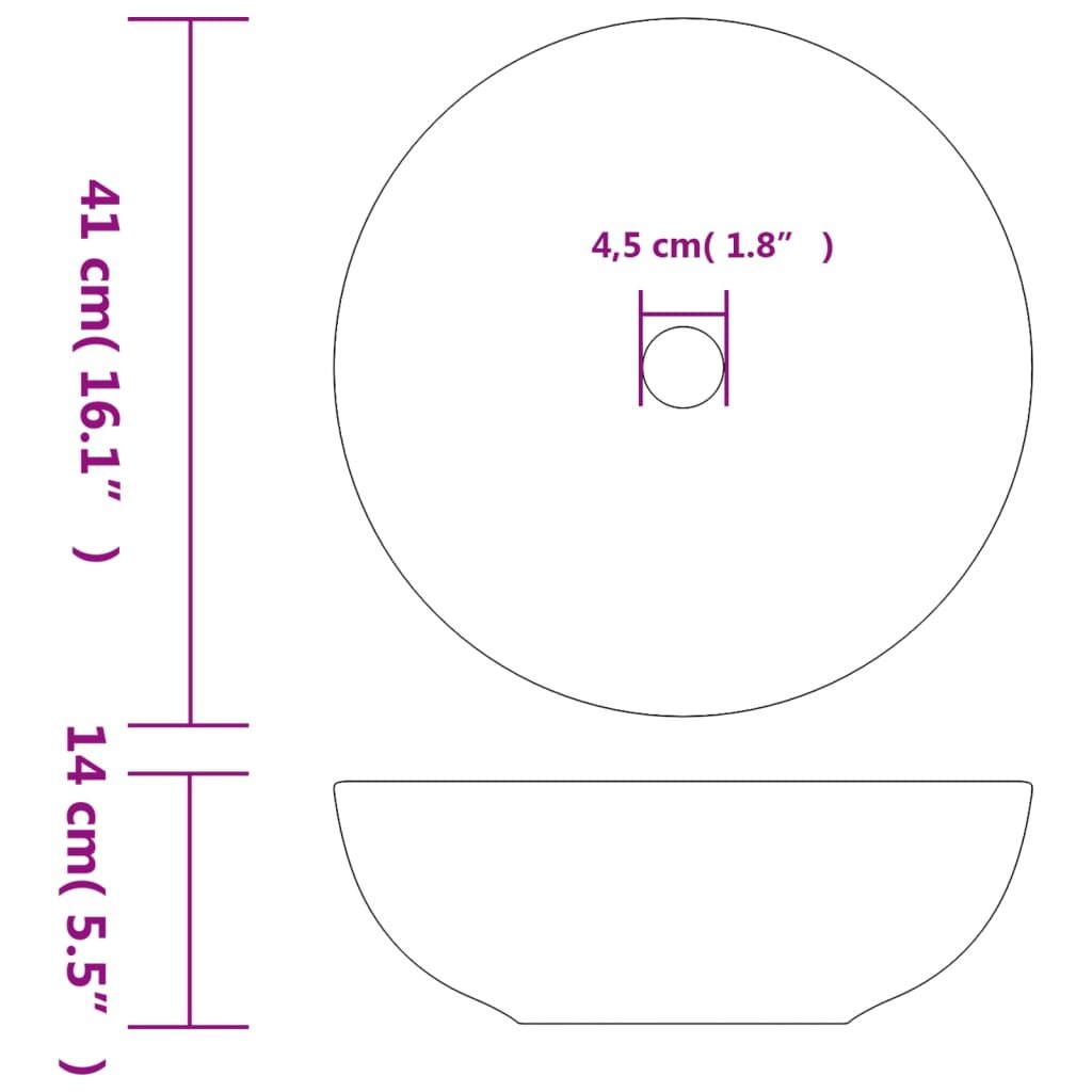 Praustuvas ant stalviršio pilkas 41x14cm keramika apskritas kaina ir informacija | Praustuvai | pigu.lt