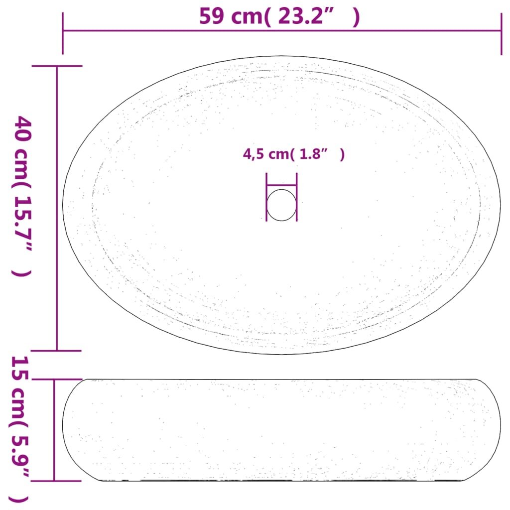 Praustuvas ant stalviršio įvairių spalvų 59x40x15cm keramika kaina ir informacija | Praustuvai | pigu.lt