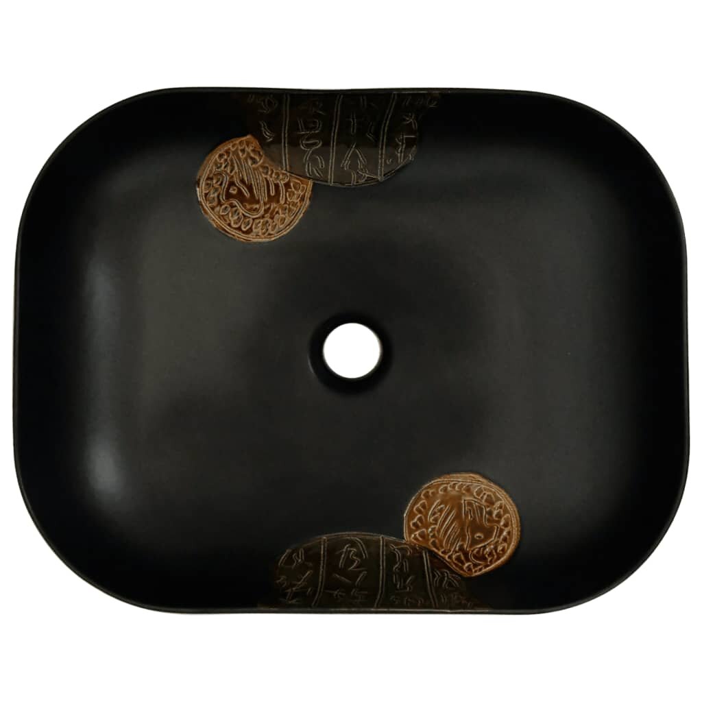 Praustuvas ant stalviršio juodas 48x37,5x13,5cm keramika цена и информация | Praustuvai | pigu.lt