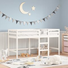 Aukšta vaikiška lova su kopėčiomis, balta, 90x200cm, pušis kaina ir informacija | Lovos | pigu.lt